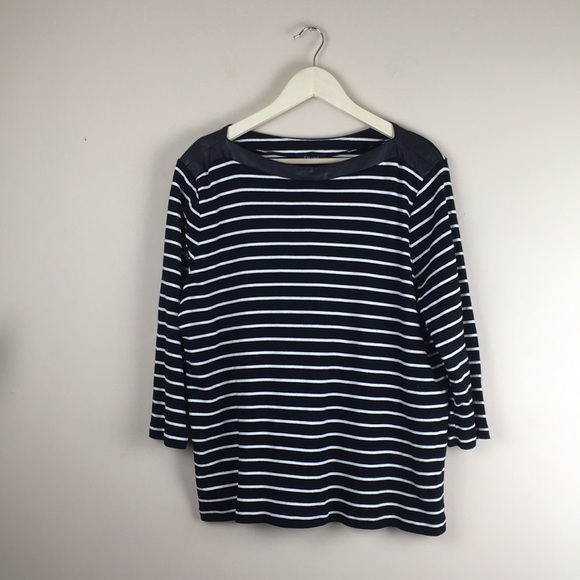 Chaps Tops - Chaps 2x plus striped mid-sleeve blouse black xxl